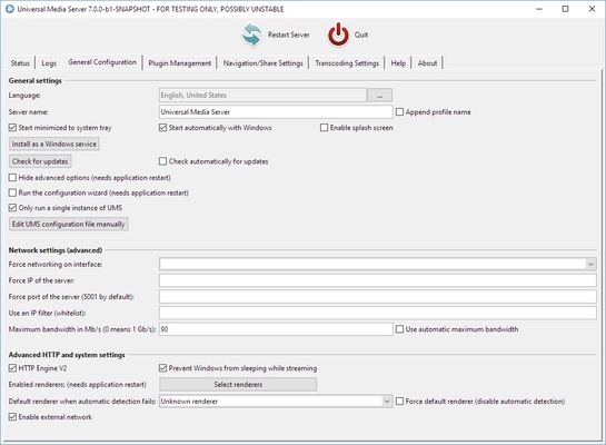 Universal Media Server screenshot 1