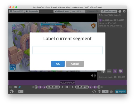 LosslessCut screenshot 1