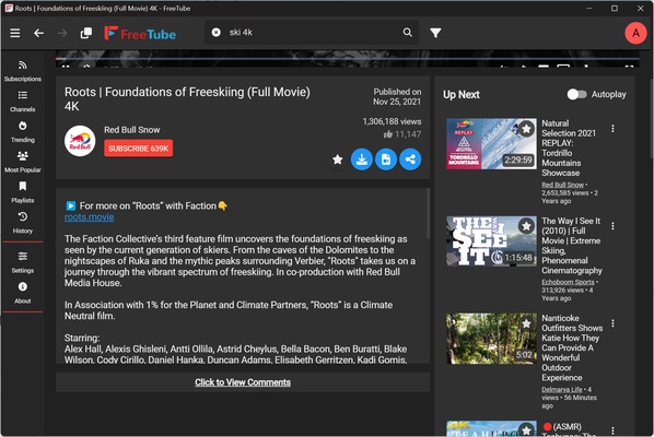 FreeTube screenshot 1