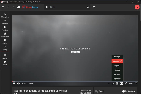 FreeTube screenshot 1