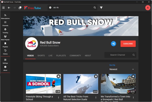 FreeTube screenshot 1