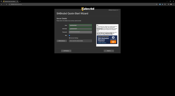 SABnzbd screenshot 1