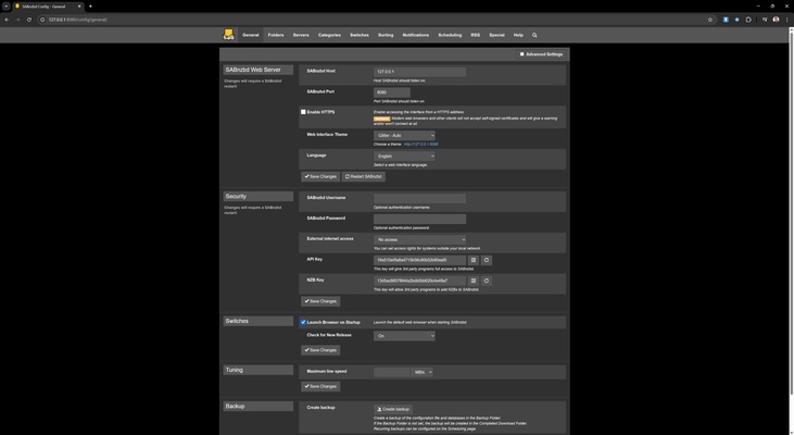 SABnzbd screenshot 1