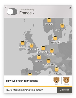 TunnelBear screenshot 1