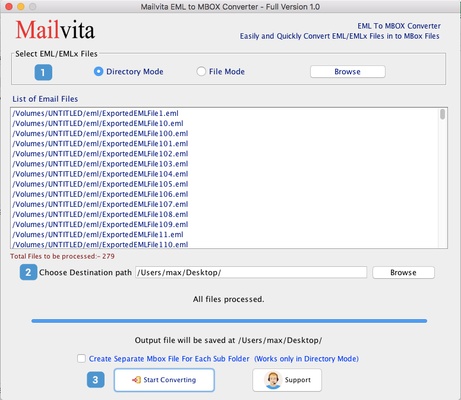 Mailvita EML to MBOX Converter For Mac Software screenshot 1