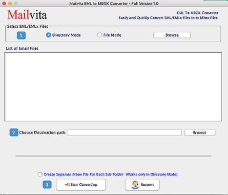Mailvita EML to MBOX Converter For Mac Software screenshot 1