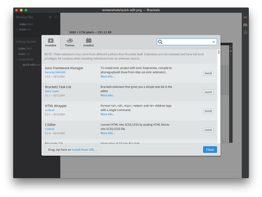 Brackets screenshot 1