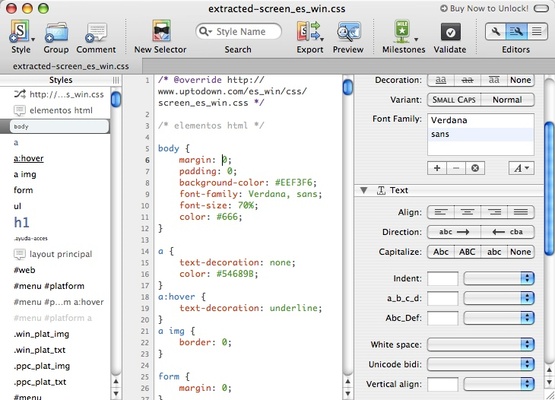 CSSEdit screenshot 1